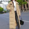 BITCED Winter Cotton Coat for Women - Extended Length, Knee-Length, Slim Fit, Bestie Style, Warm and Thickened Mid-Length Quilted Jacket