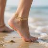 Gold Ankle Bracelets for Women 14k Gold Plated Stainless Steel Waterproof Layered Simple Chain Bow Anklets Set Fashion Jewelry