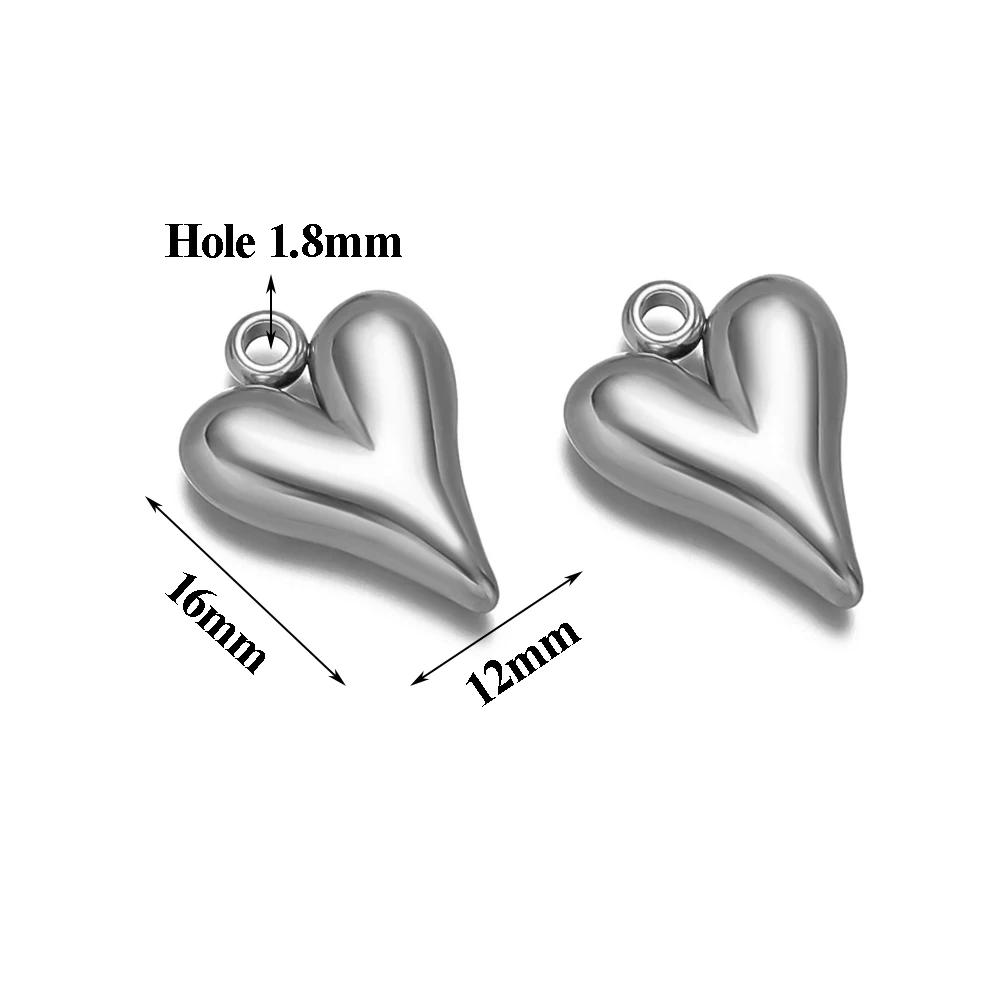 5pcs Stainless Steel Big Hole Heart Charms Pendants for DIY Jewelry Findings Women Necklace Bracelets Supplies Earrings Making