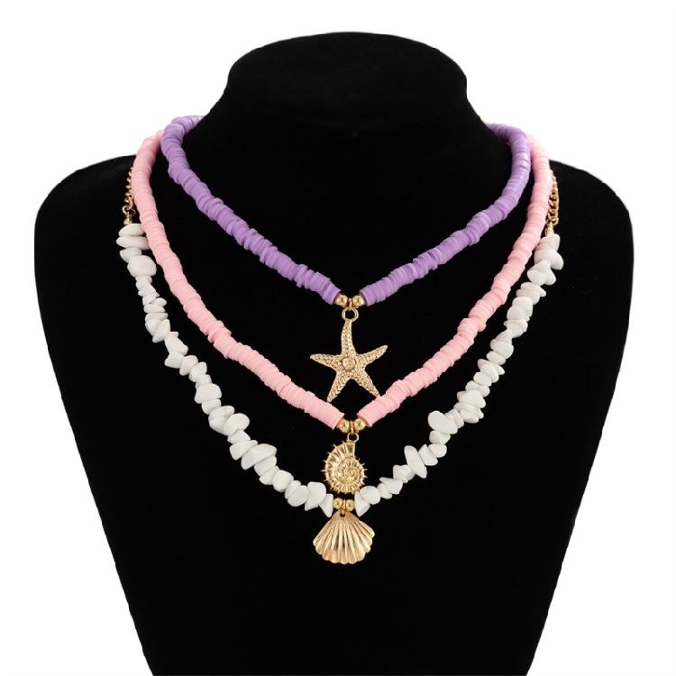 Set of 3pcs Ocean Charm Necklaces Girls Pendant Clavicle Chain with Delicate Beads And Unique Details for Stylish Women