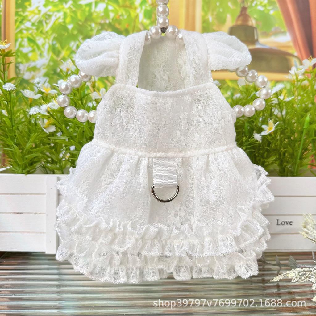 Spring and summer thin mesh flying sleeves princess dress dog cat sunscreen clothes anti-hair loss breathable pet clothing