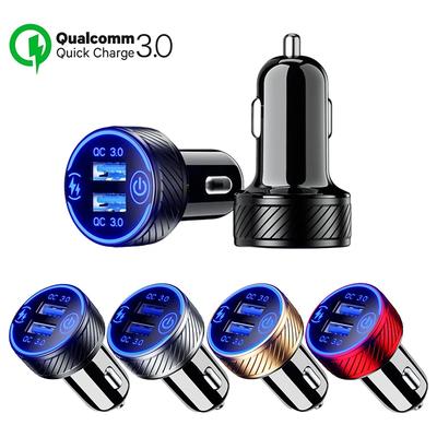 Chargeur de voiture USB 36 W, double port USB QC 3.0, adaptateur de charge rapide avec interrupteur tactile LED pour camping-car et VTT 12 V-24 V