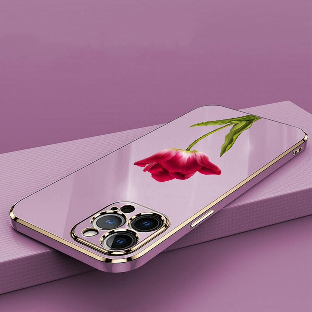 N93 Peony Plating Edge Soft TPU Phone Cases for Samsung A54 A13 A14 S24 Plus S23 Ultra S20 S21 FE A55 A05 A52s Shockproof Cover