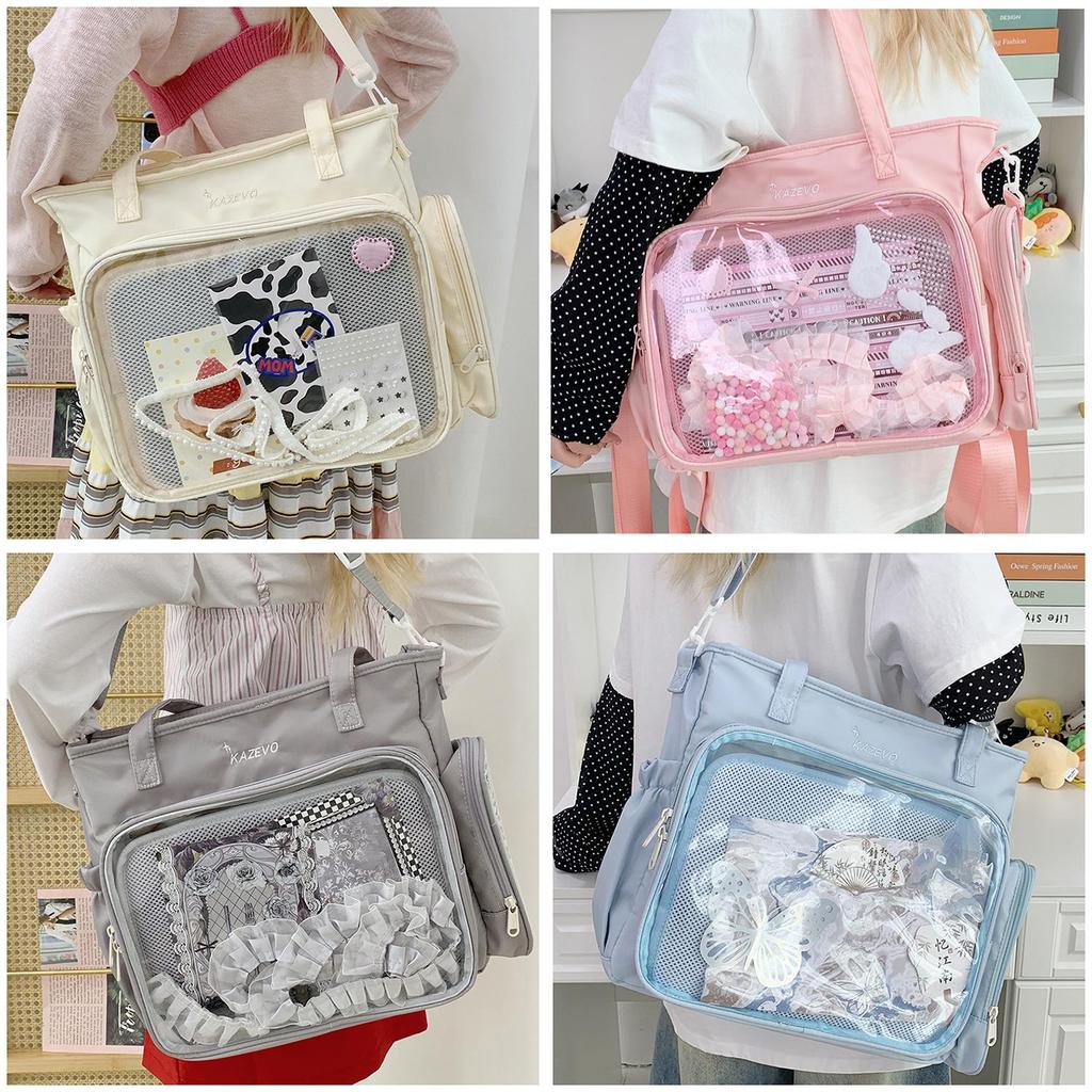Anime Girl Student Shoulder Bag With Transparent Material For Casual Outings