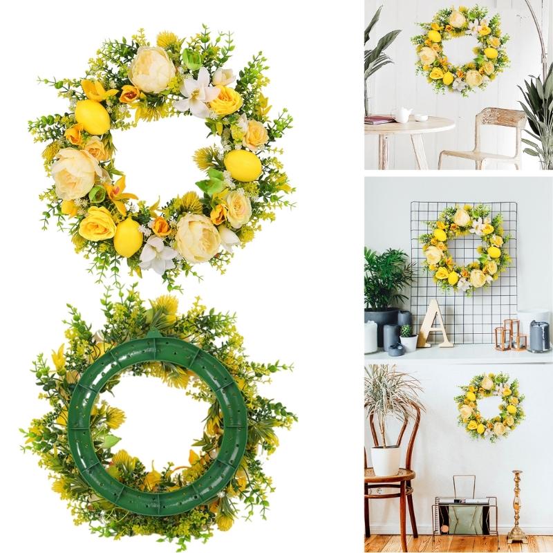 Yellow Flower Wreath with Lemon Artificial Summer Wreath for Front Door Farmhouse Wedding Garden Outdoor Decorations