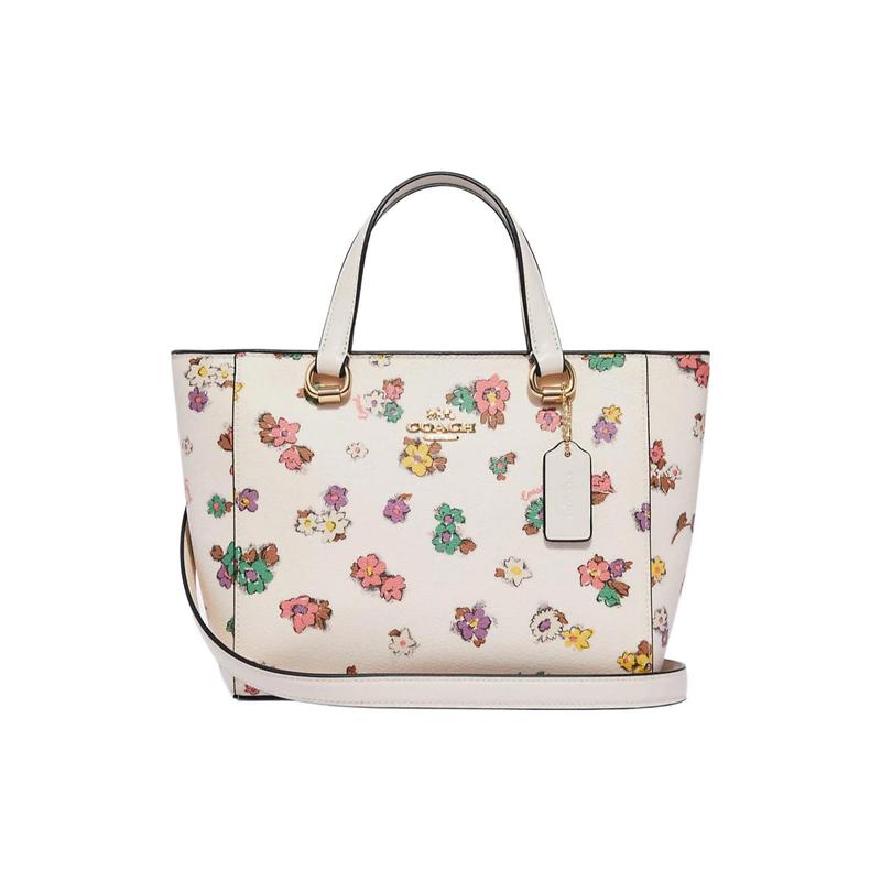 

COACH Alice 21 floral print zipper closure coated canvas and smooth leather handbag shoulder bag crossbody bag small women s white білий