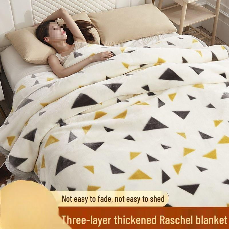 G5Z Double Layer Winter Blanket: Thick Flocked Raschel & Milk Fleece for Cozy Naps.