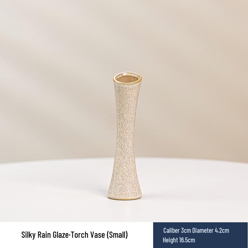 Wabi-Sabi Ceramic Vase: Elegant Hydroponic Bamboo Arrangement for Living Room & Dining Table