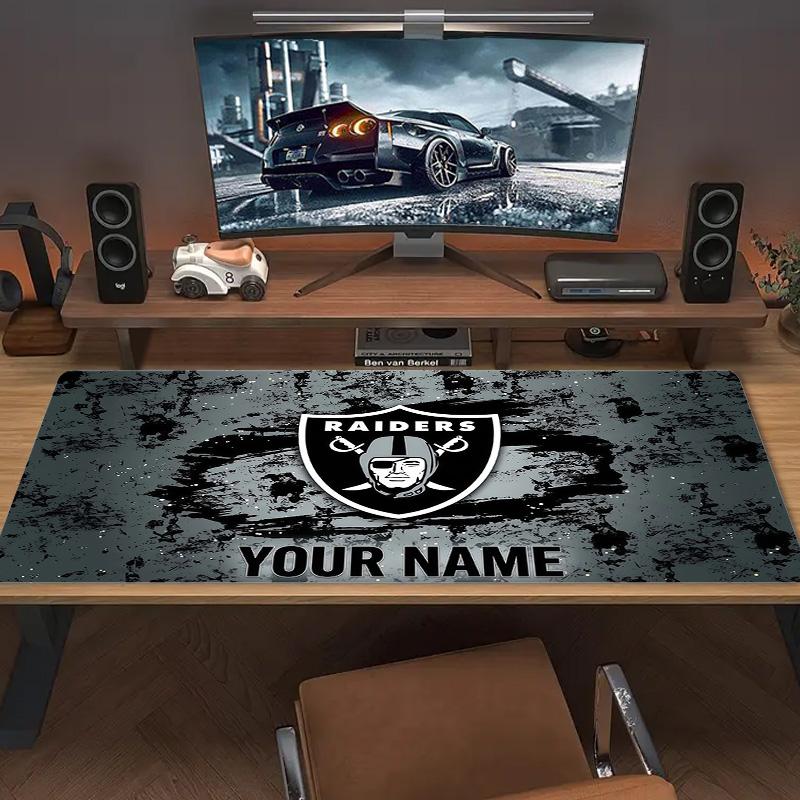 Las Vegas Raiders Druck Kissen Rutschfest Laptop Tablet Großes Mauspadd XXL Matte Mini-PC Spielmatte Mit Verriegeltem Rand