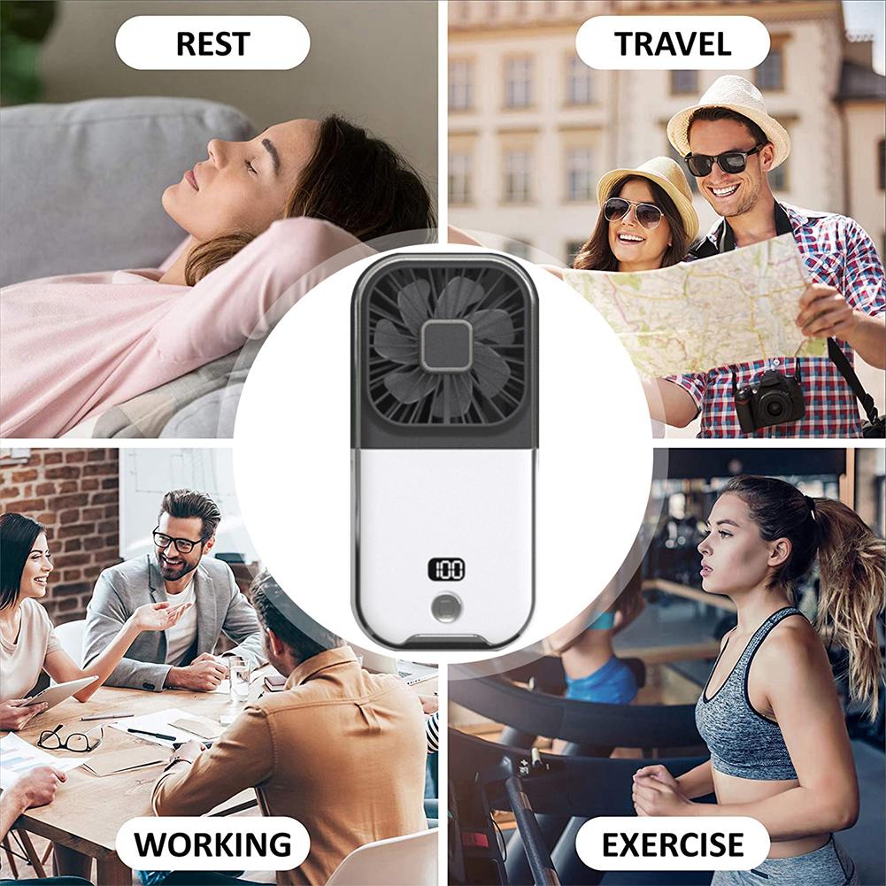Electric Cooling Desktop Fan Digital Display Mini Portable Folding Fan Mobile Phone Bracket USB Charging for Travel Running