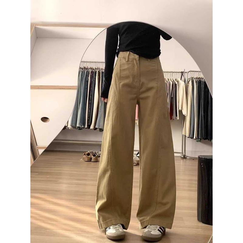 

White Scimitar Jeans New Autumn and Winter High Waist Loose Sycamore Pants Wide Leg Banana Sickle Pants 4XL коричневий