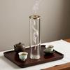 Inverted Metal Incense Holder with Glass Container - Dustproof Anti-Ash Vertical Burner for Study Room