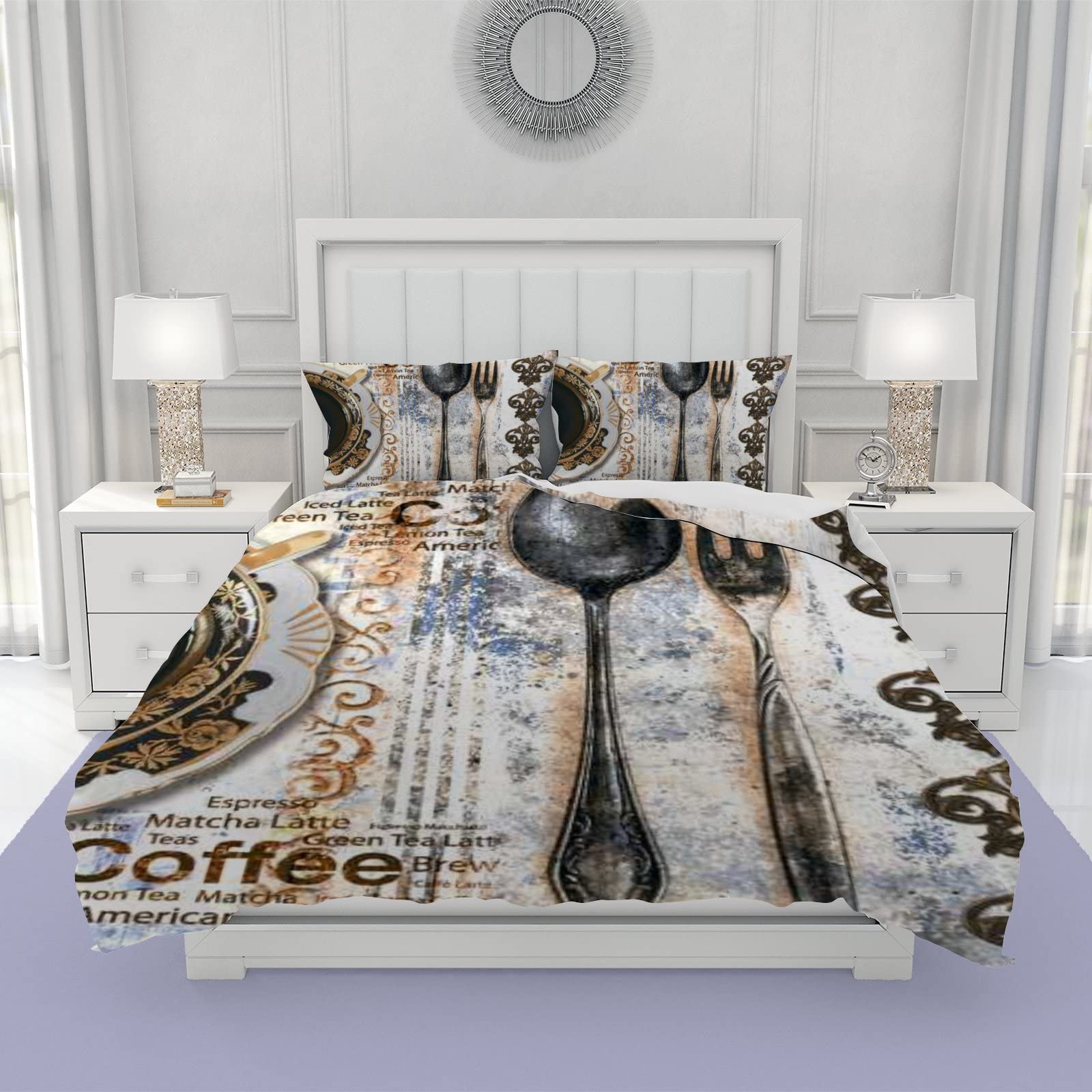 

Afternoon Tea Themed Comforter Cover Sets For Kids Teens Queen Lightweight Down Quilt Covers Dessert Bedspread Cover Room Decor EU Single(135x200cm)