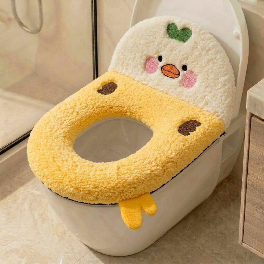 Chicken Shape Backrest Cartoon Chicken Toilet Cushion Thickened Cute Toilet Mat Winter Season