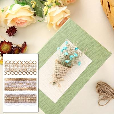 3 Pcs Burlap Ribbon Tie Rolls for Crafts Wedding Christmas Decoration DIY Gift Packaging Etc, 2m/78in Per Roll