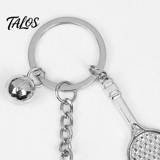 Tennis Court Key Ring Metal Racket Keychain Portable Zinc Alloy Holder Fans Keyring DIY Handbag Pendant Backpack Decoration Kids Adults Sports