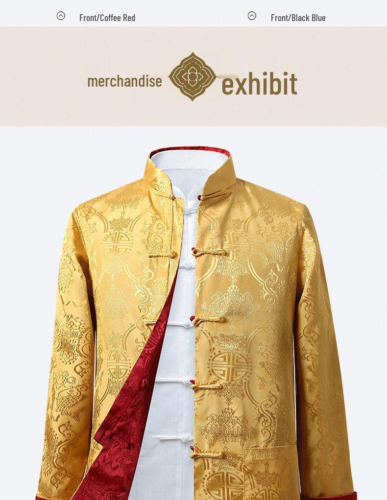 Men's Reversible Tang Suit Jacket - Spring/Autumn Casual Hanfu for Dad and Grandpa