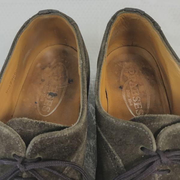 PRAESES New York 80s-90s British Suede Leather Goodyear Welt Full Brogue Wingtip Shoes Size 11F 29.0-29.5cm Brown(USED)