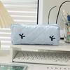 Gook Looking Bow Pen Bag Aesthetic Stationery Storage Bag Puffy Quilted Pen Bag  School Supplies