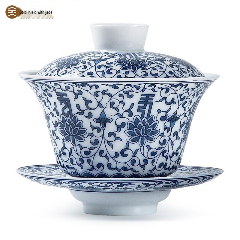 Dehua Blue and White Porcelain Gaiwan Tea Bowl