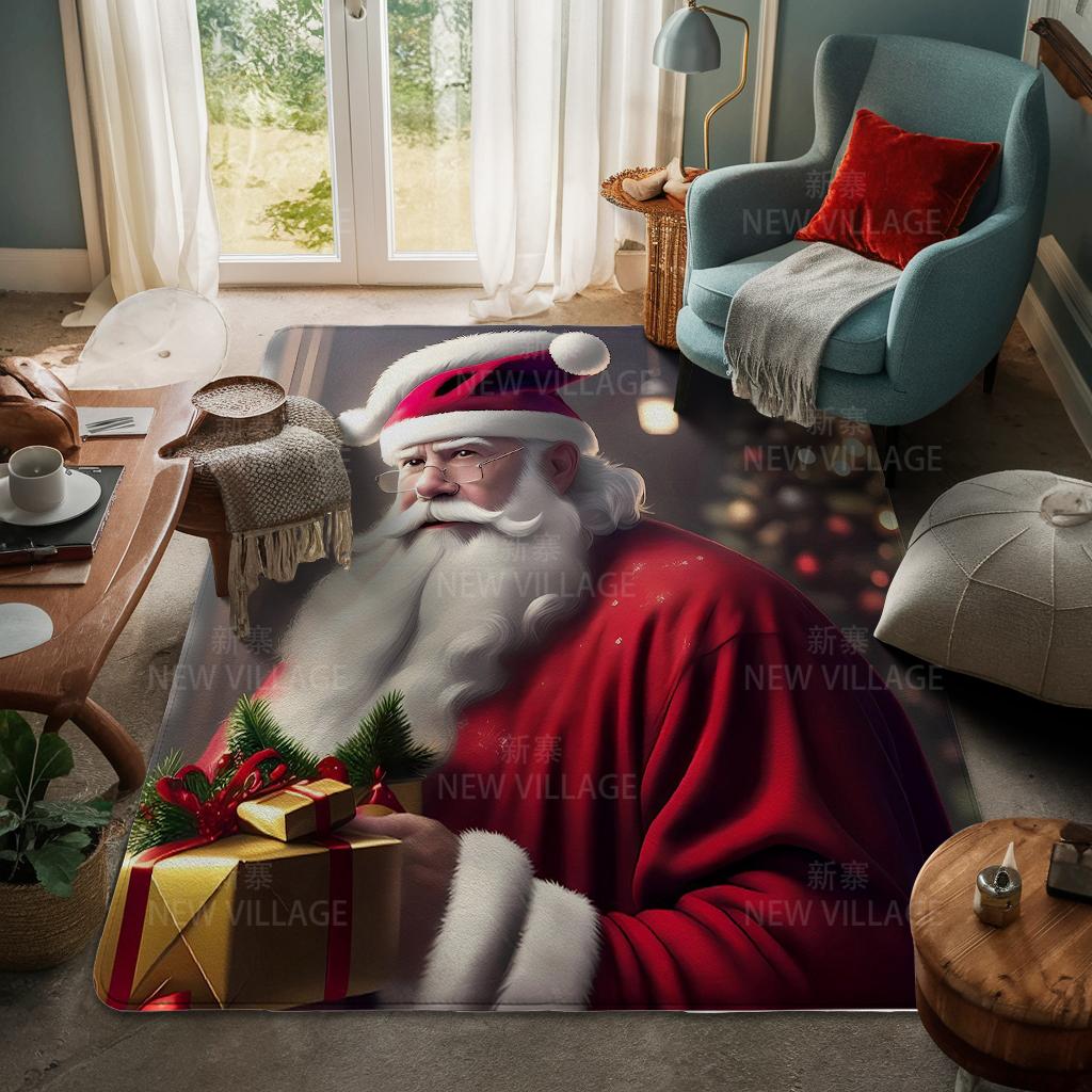 House Entrance Carpet Home Door Mat Living Room Bath Foot Bathroom Non-slip Water Absorption Rugs Bath Merry Christmas Winter