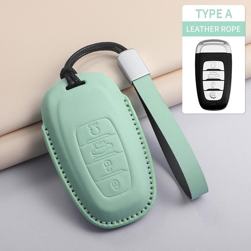 Fashion Car Key Case Cover For Faw Hongqi E-Hs9 High-End H5 H9 Car Keyring Luxury Leather Auto Accessories