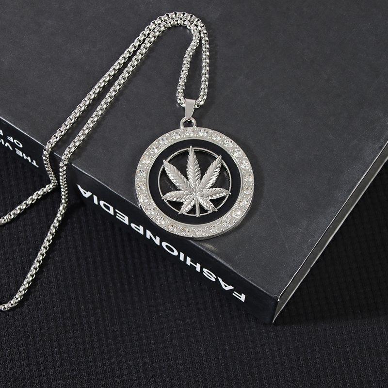 Maple Leaf Round Sweater Chain Stainless Steel Necklace Suitable For Both Men And Women