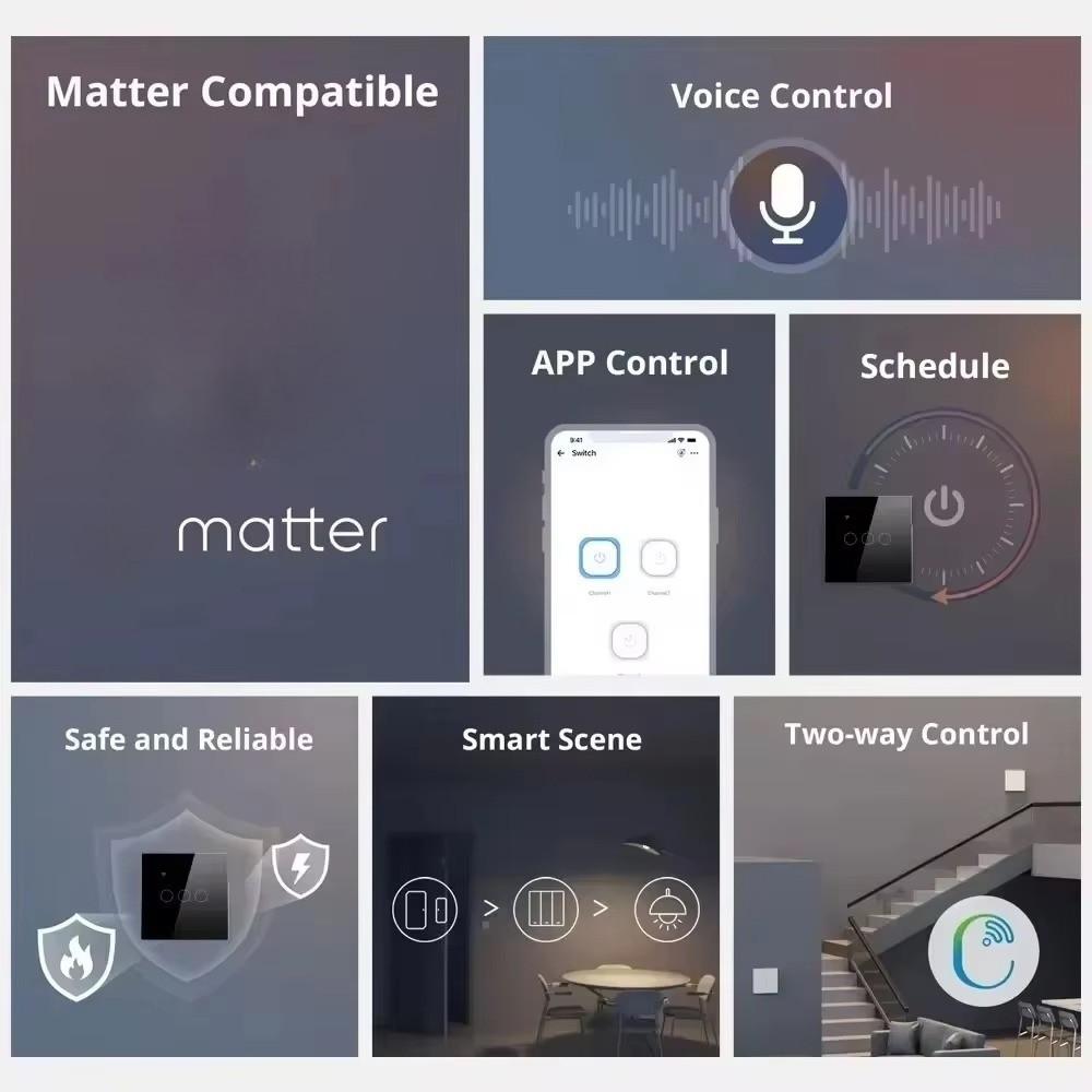 Smart Wall Socket Tempered Glass USB Type-c Fast 20W Smart Switch Socket Household Universal Power Socket