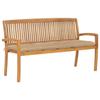Stackable Garden Bench and Cushion vidaXL 159 Cm, Solid Teak Wood.