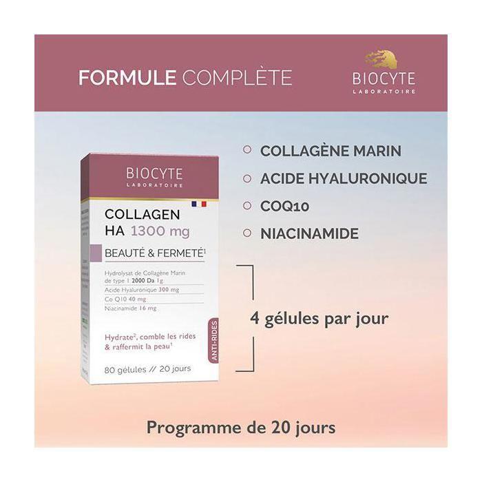 Biocyte Collagen HA 1300 Mg Anti-Âge Anti-Rides Beauté & Fermeté 80 Gélules