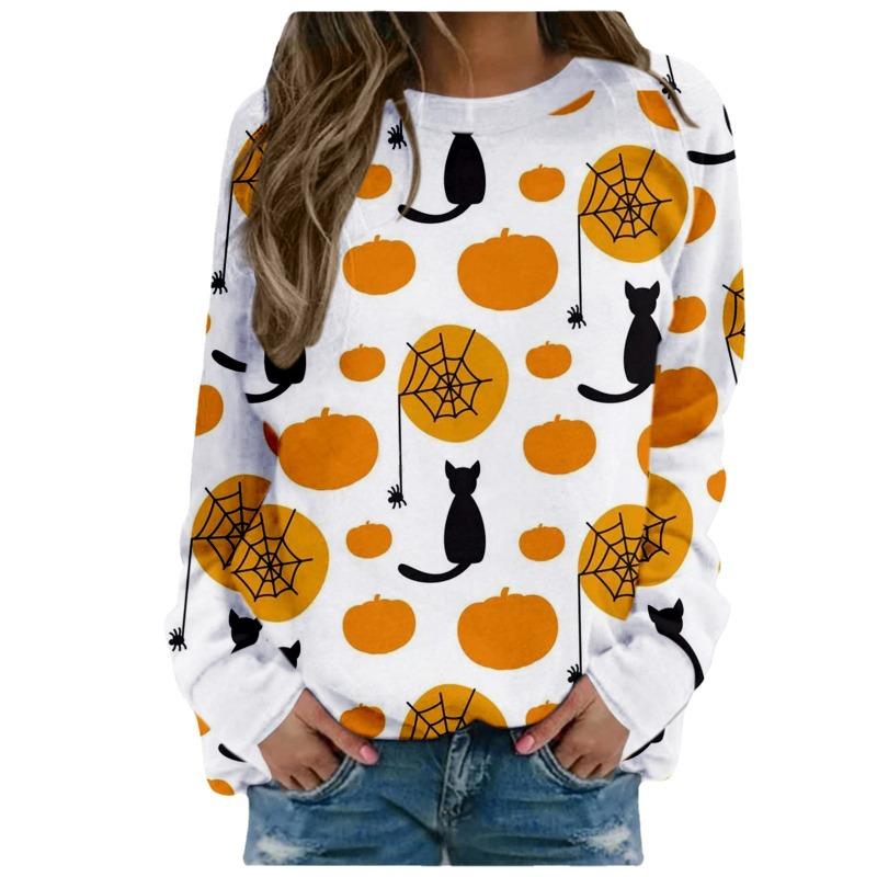 Halloween Tops Thin Sweatshirt Fashion Printed T Shirts for Women Clothes Casual T-Shirts Y2k Top Blusas Ropa Mujer Streetwear