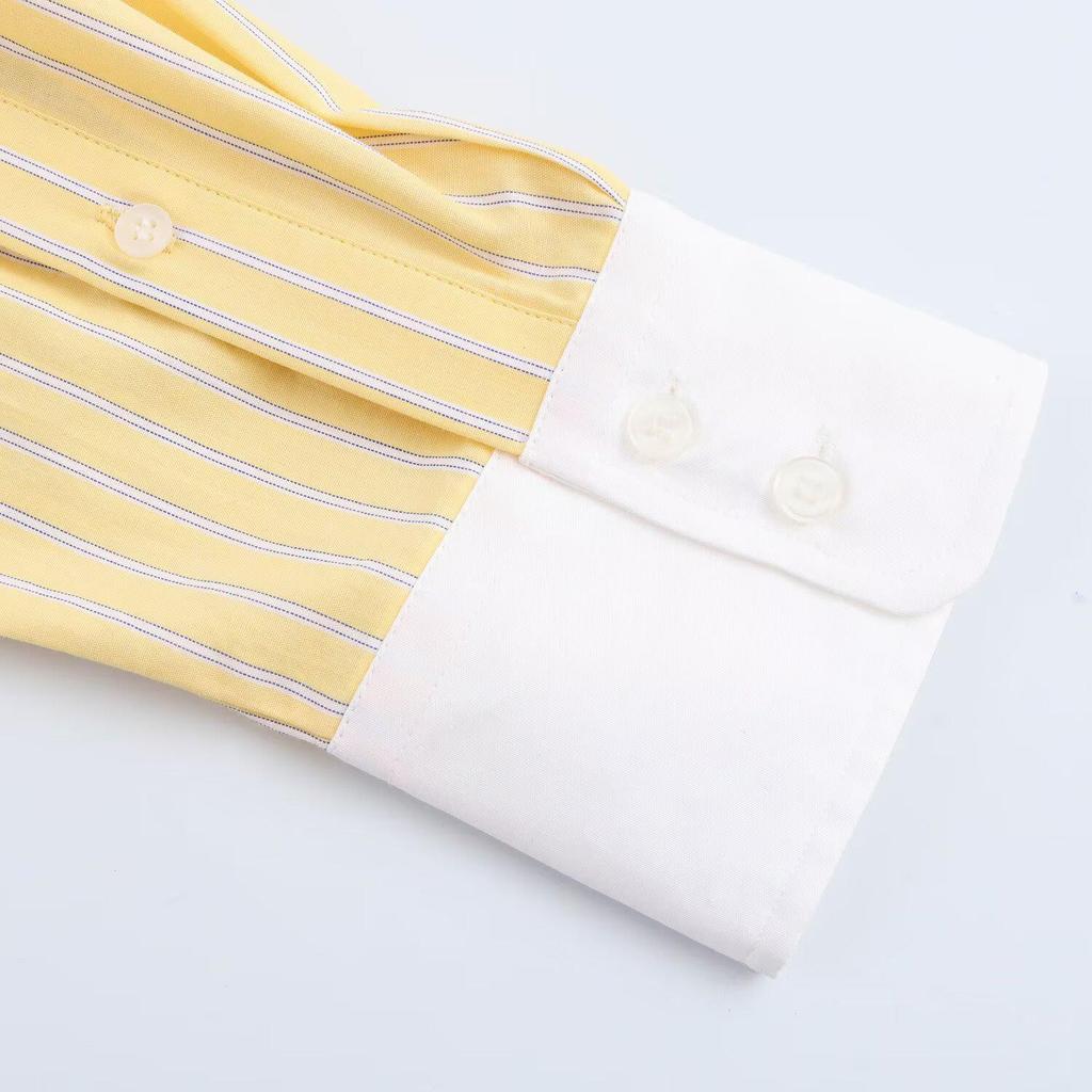 2025 Spring Women's Striped Print Patchwork Shirt: Versatile, Fashionable, Simple Design