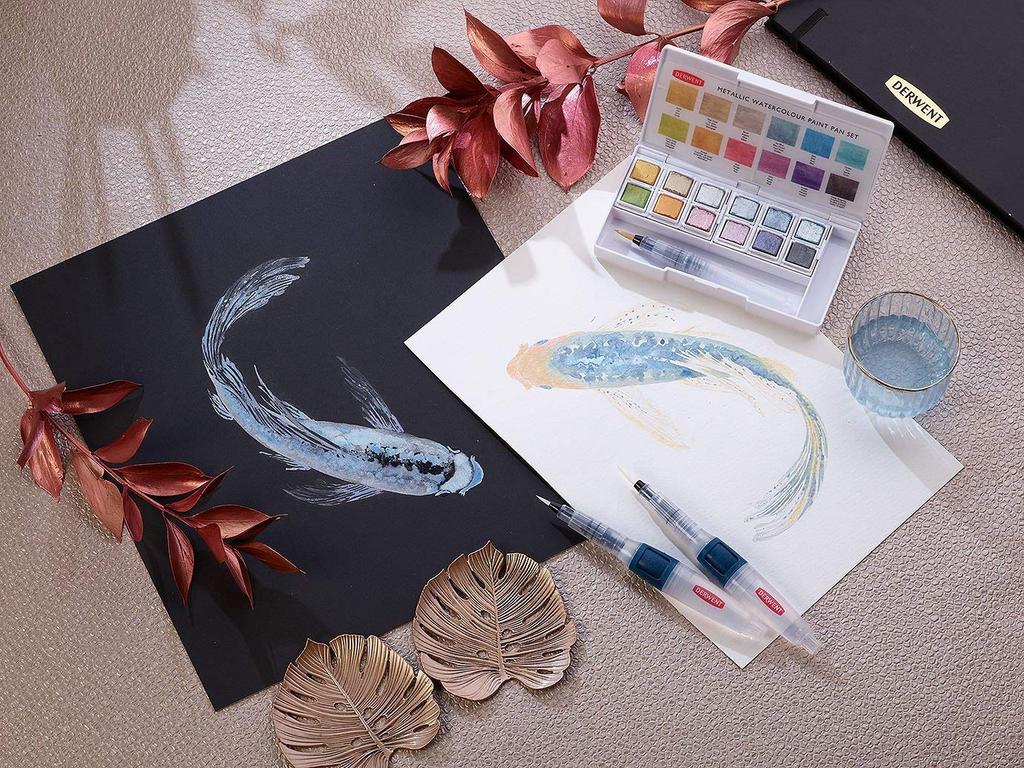 Derwent Metallic Paint Pan 12 Color Palette 2305657