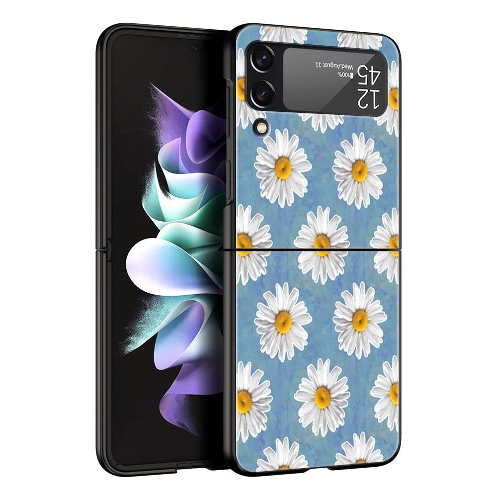 

Hard PC Phone Case For Samsung Galaxy Z Flip 7 6 5 4 Black Cover For Galaxy Z Flip 3 Foldable Bag Summer Sunflower Floral Flower Z Flip