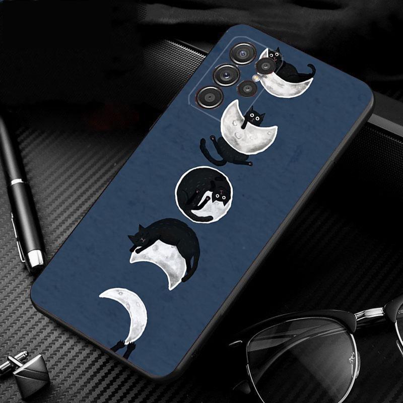 

Phone Case For Samsung Galaxy S25 S24 S23 S22 S21 Ultra S24 S23 S22 S21 S25 Plus S24 S20 FE Cartoon Black Cats S23Plus
