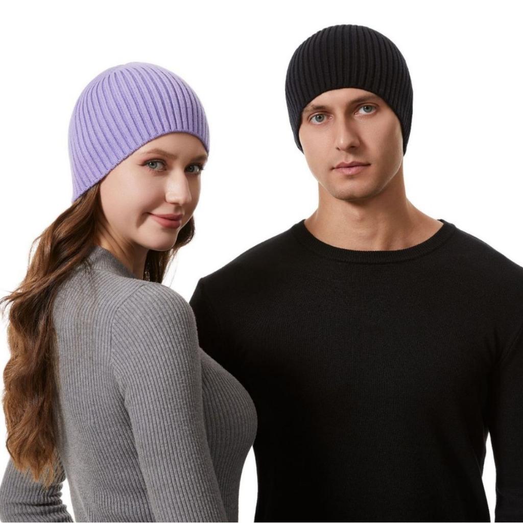 New Knitted Hat for Autumn/Winter Season Thickened Warm Cycling Ear-Warming Beanie Solid-Colour Knitted Hat