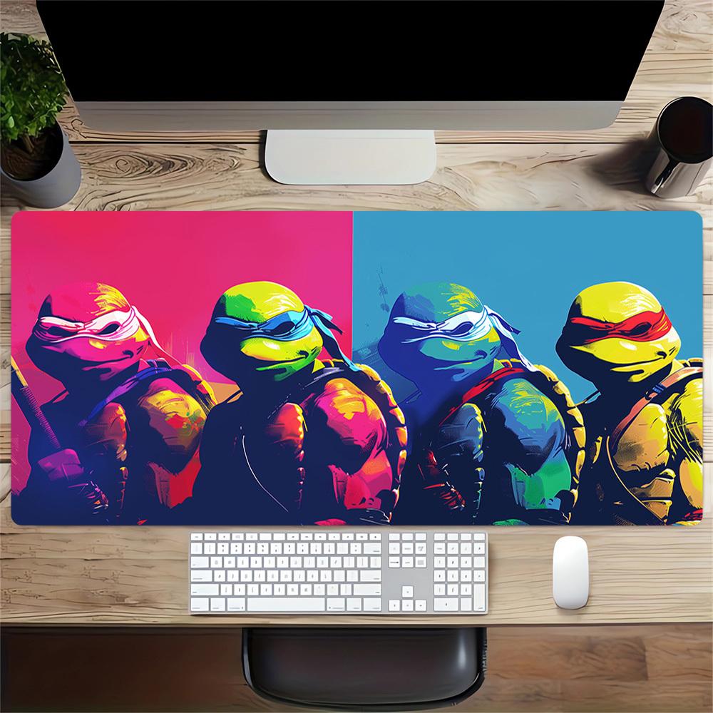 1pc Large Gaming Mouse Pad, UV Reactive Non-Slip Desk Mat, Washable PolyesterNinja, Turtles, HeroesComputer Pad with Vibrant Game Machine Pr