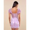 Foreign Trade Order Lu's Home Fashion Summer New Elegant Purple Lady Sexy Mesh Perspective Embroidery Gyaru Dress