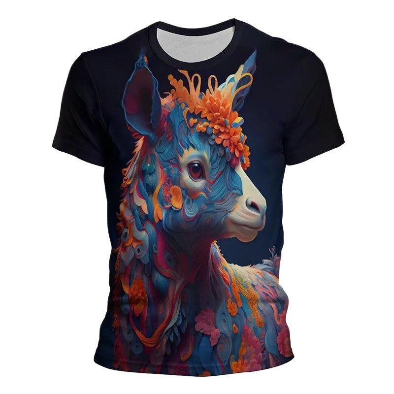 Funny Animal Graffiti Art Graphics 3D Printed Short Sleeved Top Hip-hop Round Neck Short Sleeved Men's T-shirts