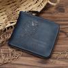 European-American Retro Men's Tri-fold Rugby Wallet with Chain and Multi-card Holder