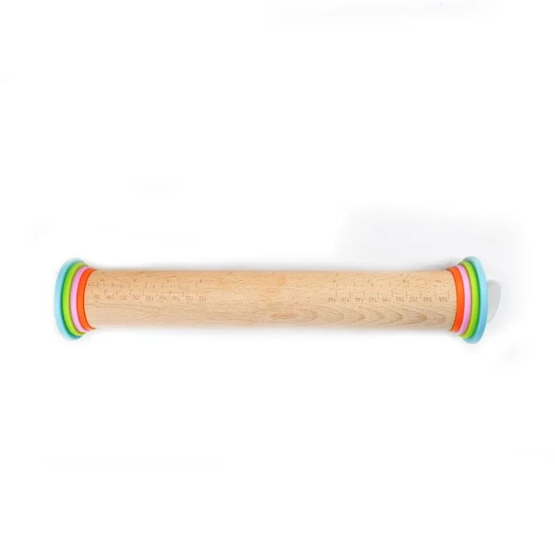 Adjustable Christmas Rolling Pin Kitchen Baking Tool Wooden Rolling Pin With Scaled Flour Pastry Cookies Dough Roller