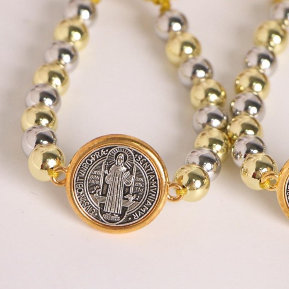 Adjustable Beaded Bracelet St. Benedict Wristband Prayer Beads Braided Rosary Bracelet  Men Women