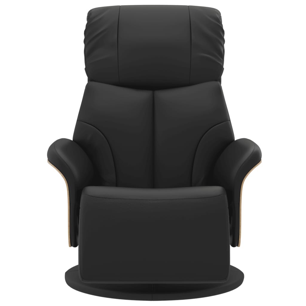 Recliner with Footrest Black Synthetic Leather