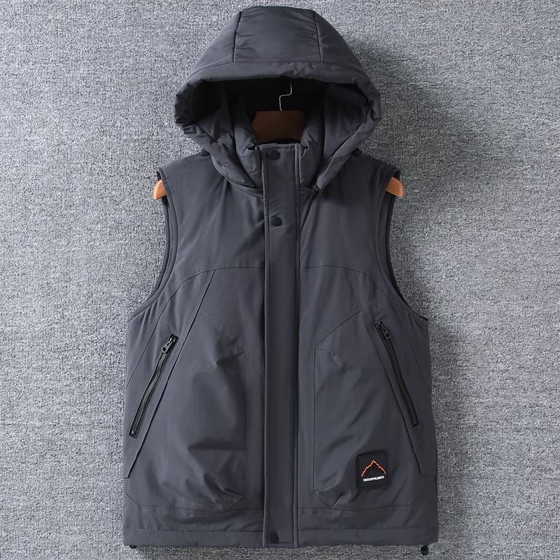 Plus Size L-8XL Fashion Warm Vest Man Winter Waterproof Sleeveless Jackets Hooded Casual Thick Men's Coat