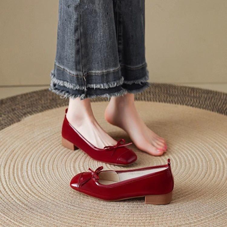 Autumn French Ballet Low Heel Bow Light Mouth Single Shoes New Mary Jane