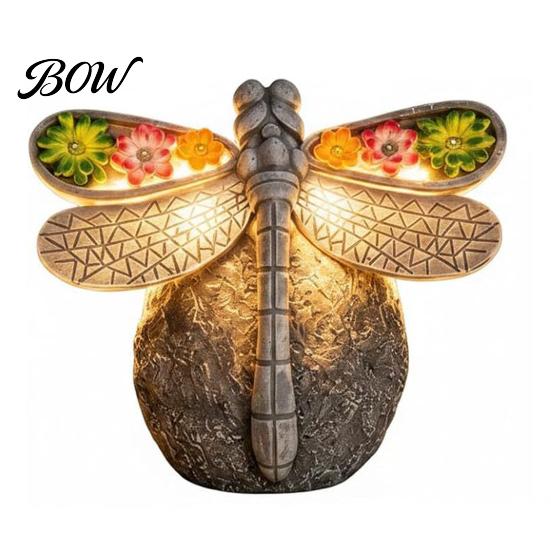 Automatic Dusk to Dawn Light Solar Powered Dragonfly Garden Light, Statue Decorative Courtyard Lamp, LED for Yard Patio Warm