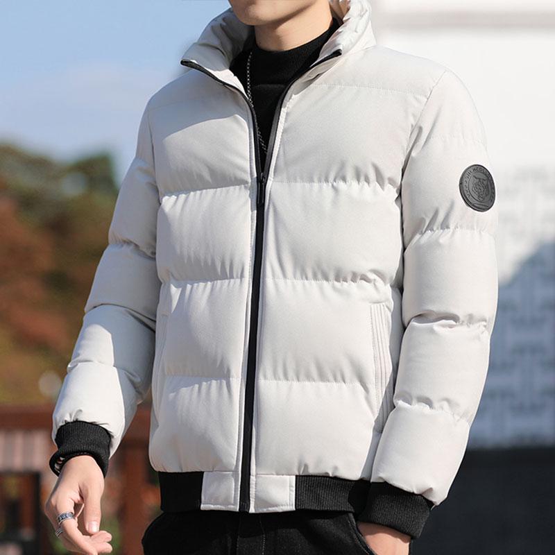 Men's Winter Cotton Printed Casual Jacket - Hong Kong & Korean Style, Thickened, Loose Fit, Stand Collar.