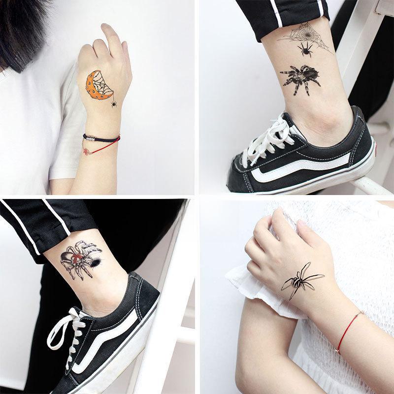 Su Geçirmez Korku ve Komik Cadılar Bayramı Örümcek Dövme Çıkartmaları