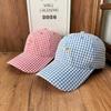 Autumn checked baseball cap women's gold star embroidered letter soft top cap casual face hat