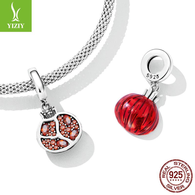 Exquise Granaatappel DIY Armband Hanger met Pavé Zirkoon en 925 Zilveren Kralen